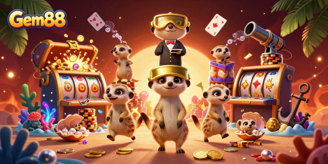 Engage with the thrilling world of Gem88 as meerkats navigate casino action.