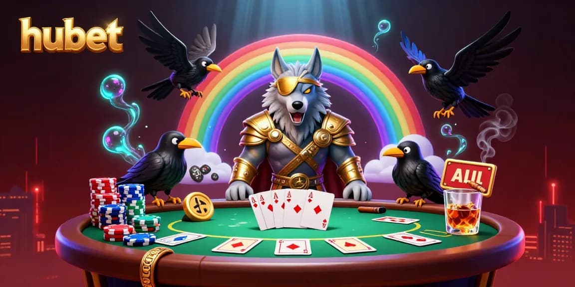 Bet on Hubet with a vivid portrayal of Odin and ravens on a colorful casino chip bridge.
