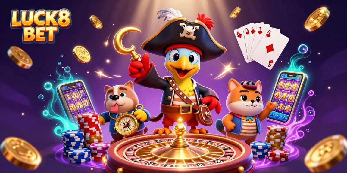 Experience thrilling gameplay with LUCK8 BET illustrated by vibrant casino elements.