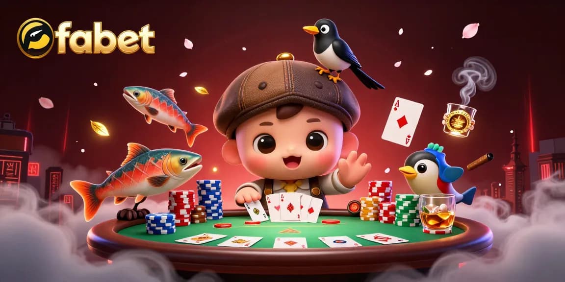Fabet brings excitement as Nessie plays poker amidst colorful chips and enchanting visuals.
