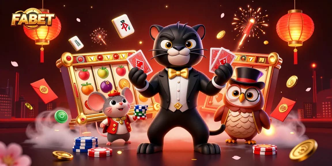 Experience FABET’s thrilling casino games in captivating 3D art featuring vibrant characters.