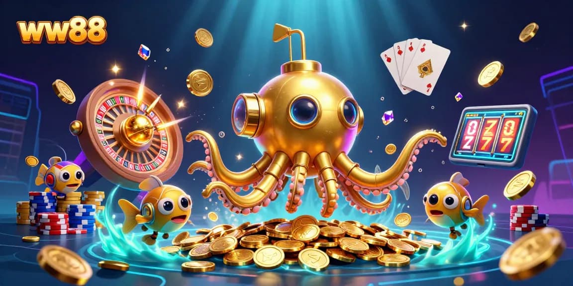 Experience exciting gameplay with WW88’s interactive features and stunning visuals in this dynamic casino illustration.