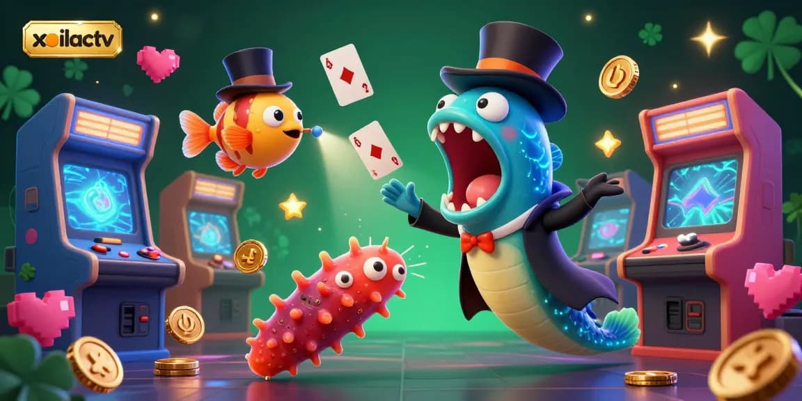 Experience exciting action with xoilactv in a lively 3D gambling scene featuring animated sea creatures.