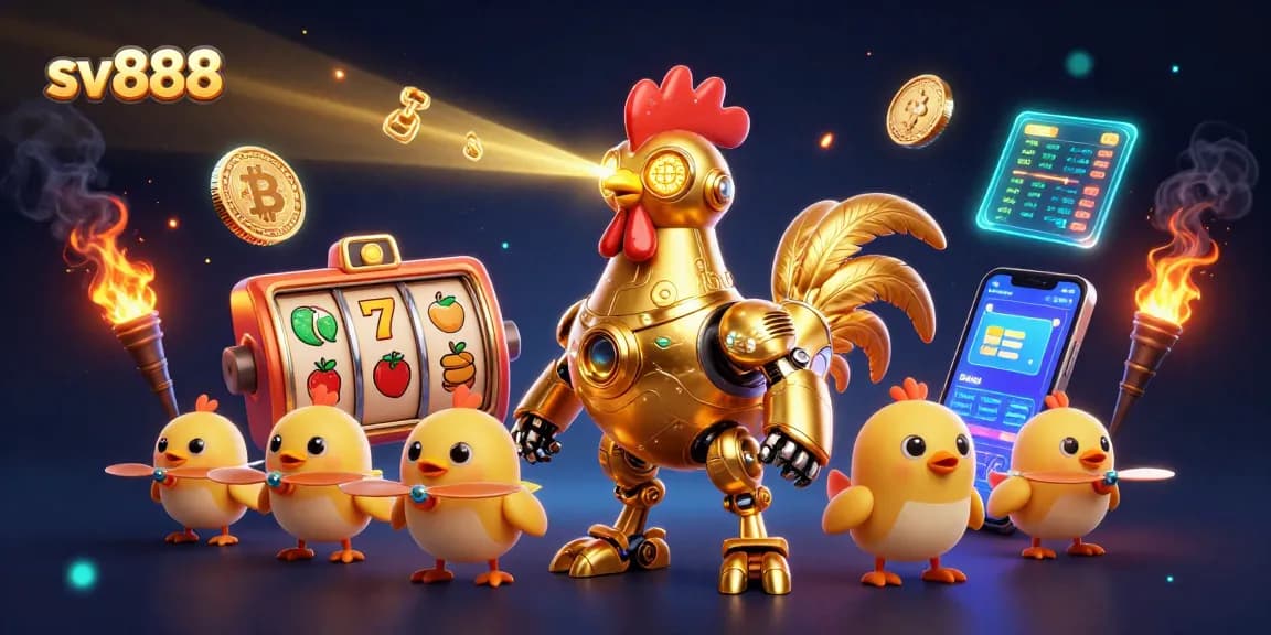 Experience thrilling gameplay with sv888, featuring vibrant slot symbols and 3D coins.