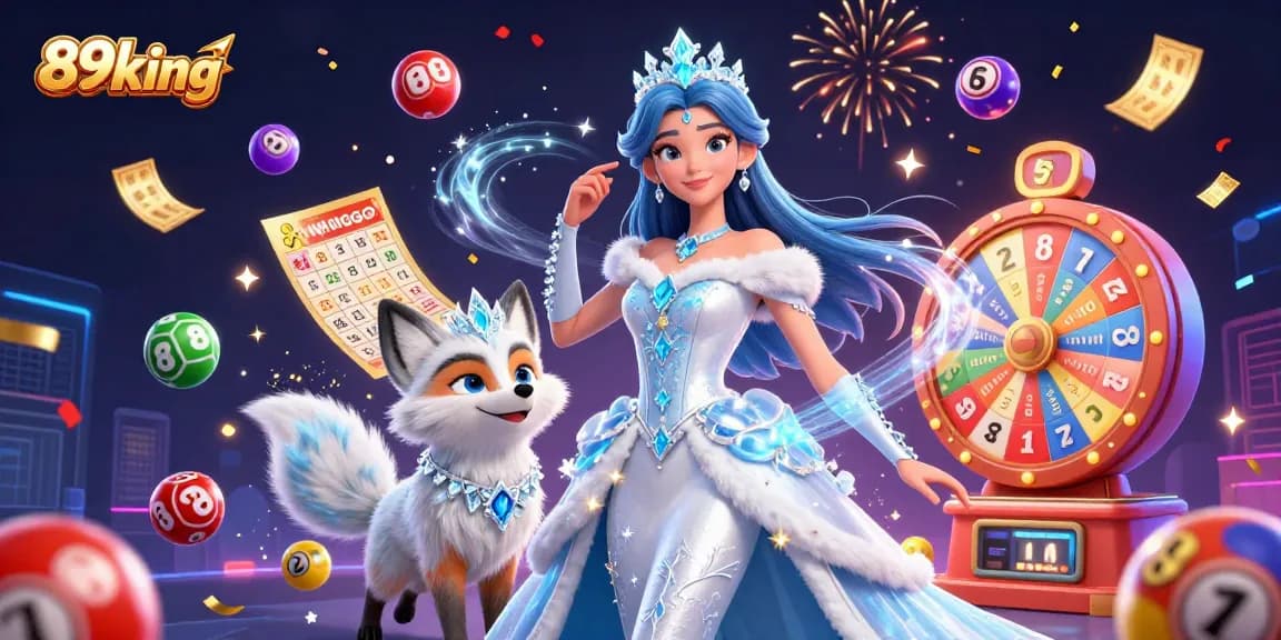 Engage with the thrilling world of gambling at 89king, featuring vibrant visuals of lottery elements and celebratory vibes.