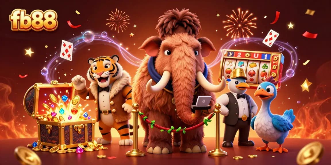 Engage in thrilling excitement with fb88 as a woolly mammoth bouncer checks IDs at the glamorous casino entrance.