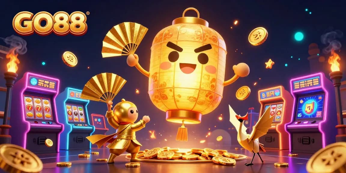 Engage in thrilling slots gaming at GO88 with vibrant 3D characters and dynamic casino elements.