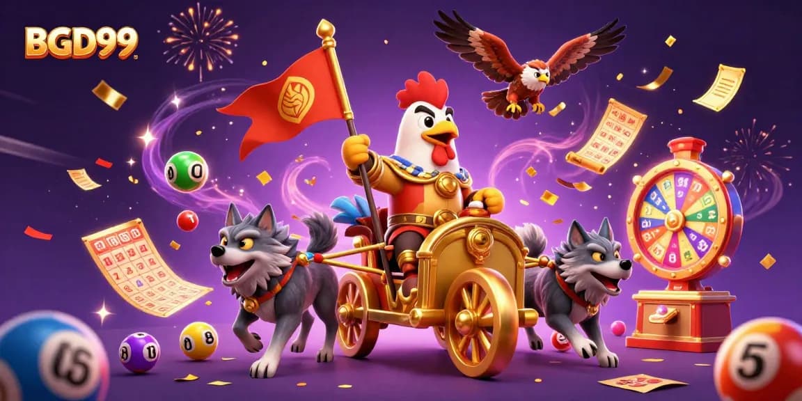 Engage in thrilling gameplay on BGD99 with casino elements surrounding the fun character scene.