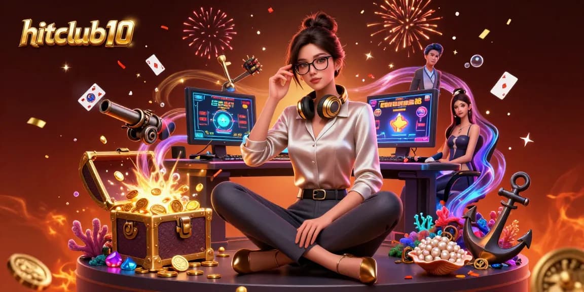 Engage in online gaming adventures at hitclub10 with vibrant casino-themed visuals.
