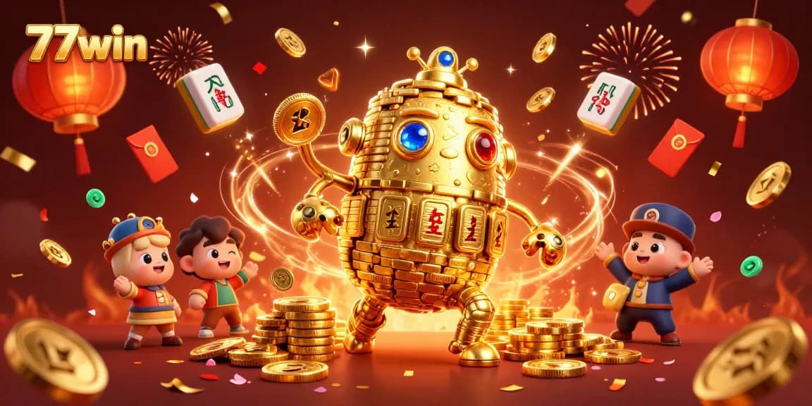 Engage in thrilling games at 77win with a vibrant celebration of casino elements.