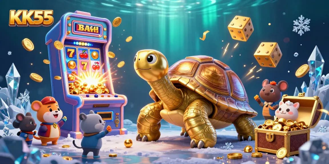 Players enjoying KK55's slots in a vibrant casino scene filled with fun and excitement.