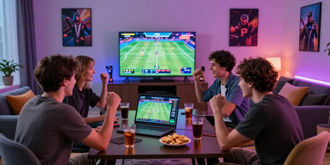 Exciting KO66 gaming scene with friends engaged in online betting and live sports.