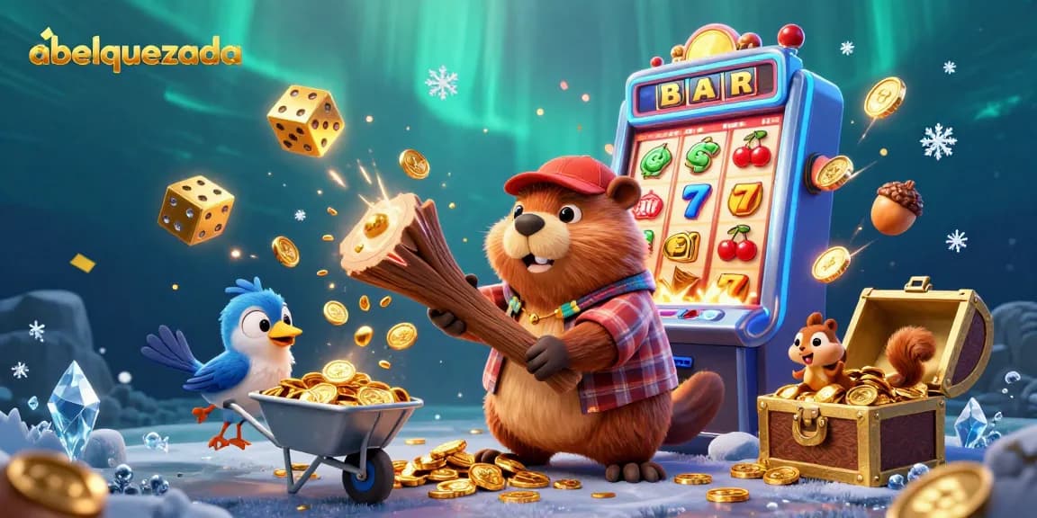 abelquezada showcases exciting gameplay with a vibrant scene of slot machines and winning characters.