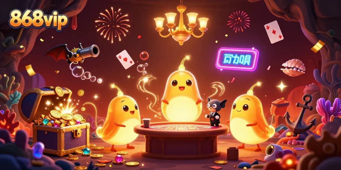 Experience vibrant gameplay at 868vip with glowworms illuminating the casino floor in a stunning underwater scene.