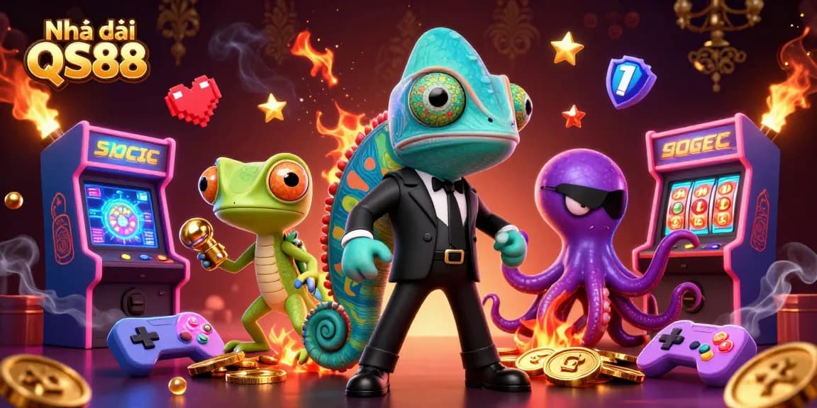 Experience thrilling gameplay at Nhà cái QS88 with a vibrant casino atmosphere featuring dynamic characters and game elements.