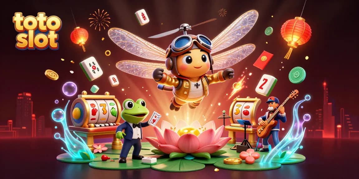 Experience thrilling toto slot action with animated characters in a vibrant casino setting.