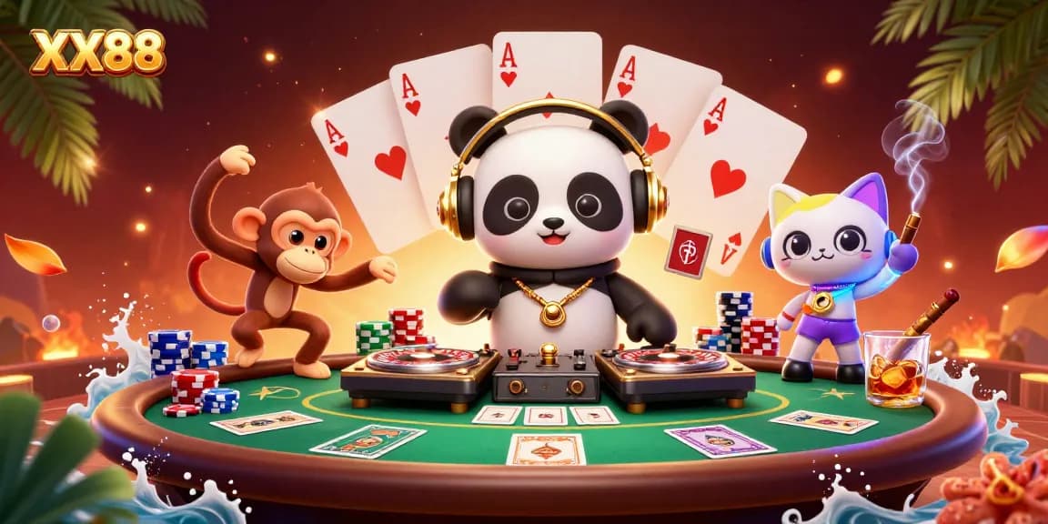 Engage with thrilling games at XX88's vibrant online casino featuring dynamic characters and poker elements.