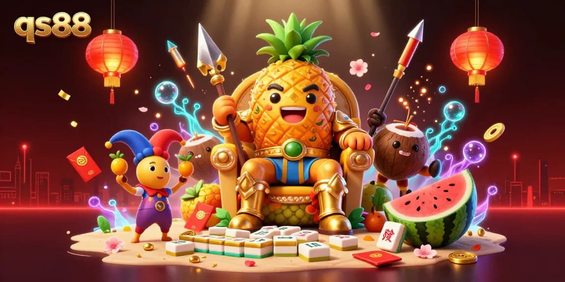 Engage with qs88 while enjoying vibrant gameplay at a tropical-themed casino with lively characters.