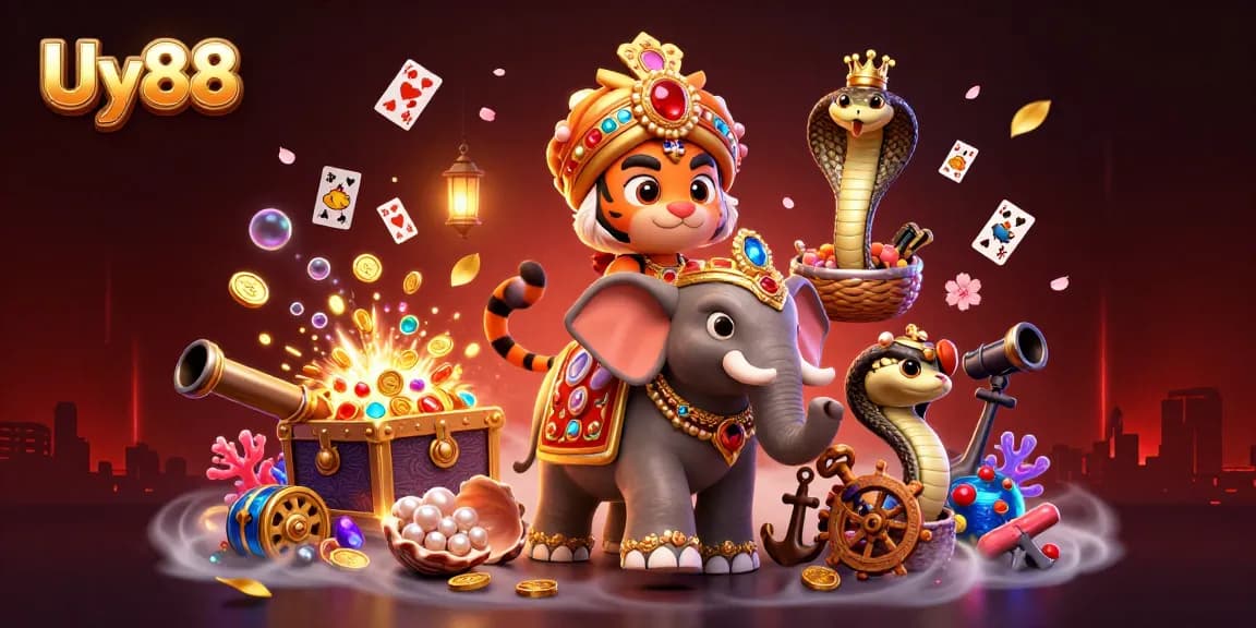 Engage with Uy88 in a vibrant 3D casino adventure, exploring treasure and winning opportunities.