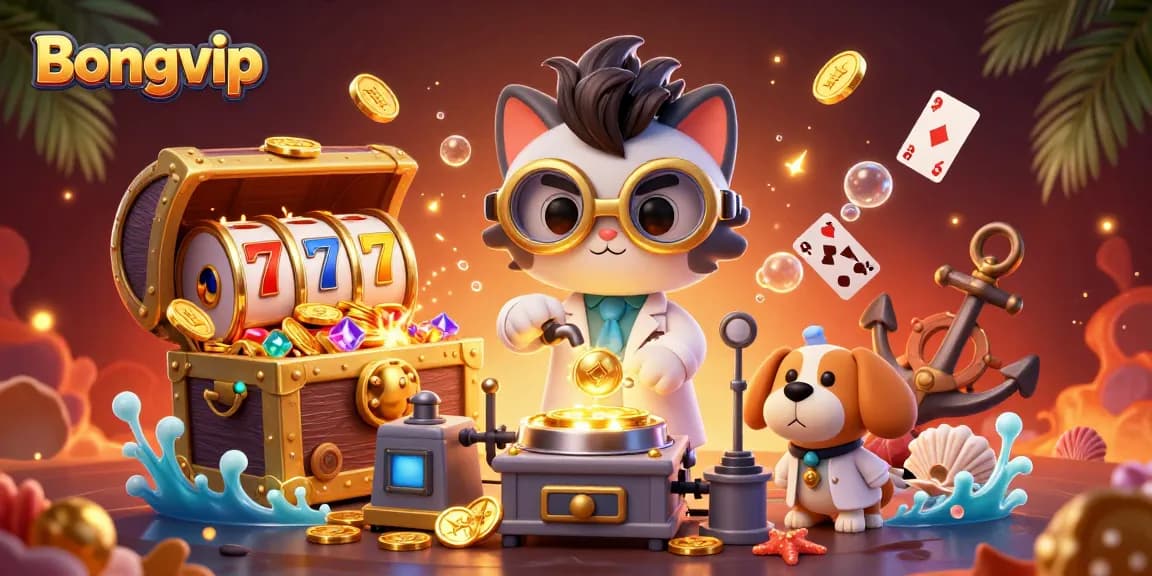 Bongvip showcases an exciting online casino scene with vibrant characters and gaming elements creating a thrilling atmosphere.