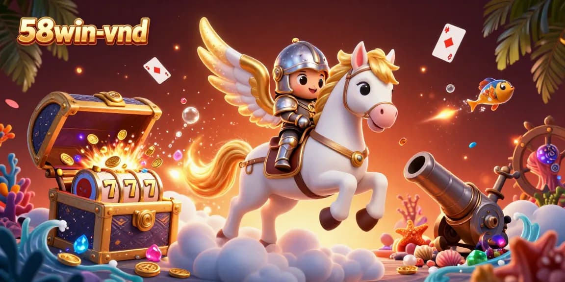 Experience the thrill of gaming with 58win-vnd's vibrant celestial scenes filled with slots and treasures.