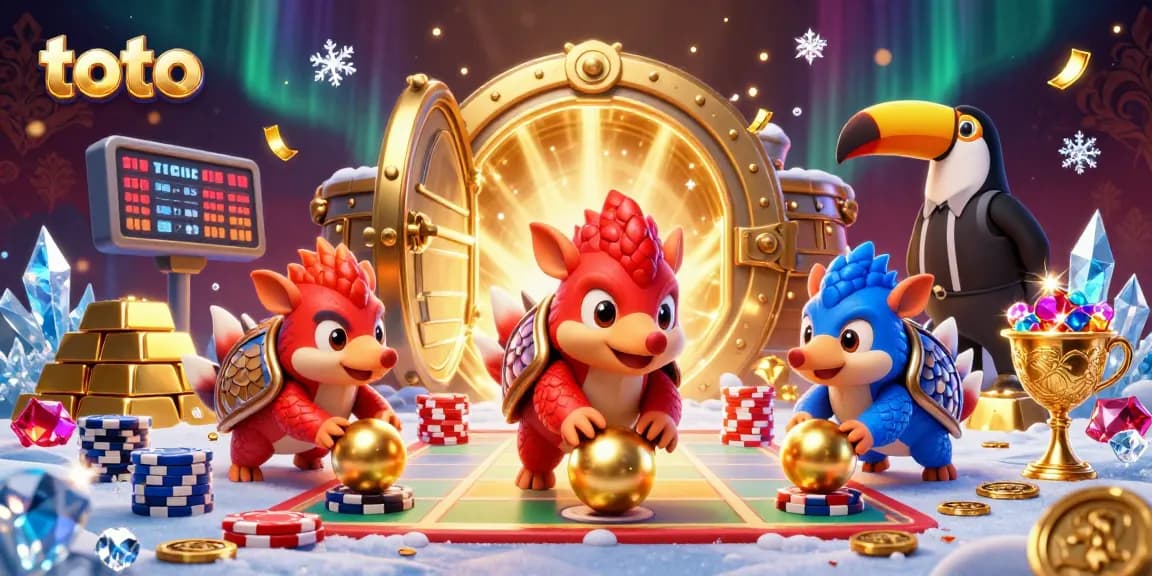 Experience exciting toto gameplay with pangolins bowling through poker chips in this vibrant 3D illustration.