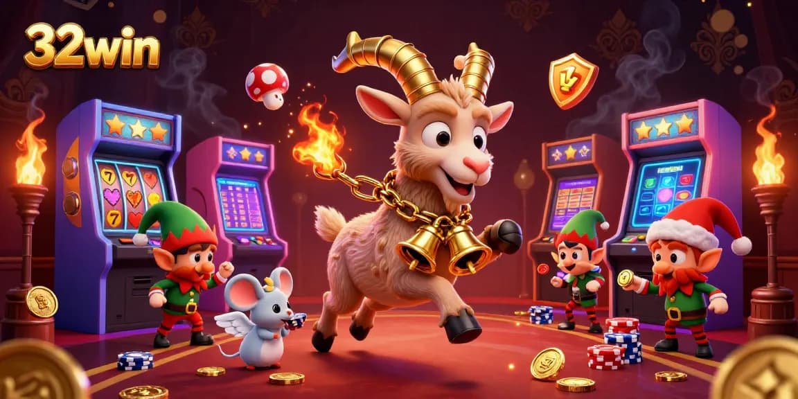 Experience thrilling gameplay at 32win with festive casino characters and vibrant elements.