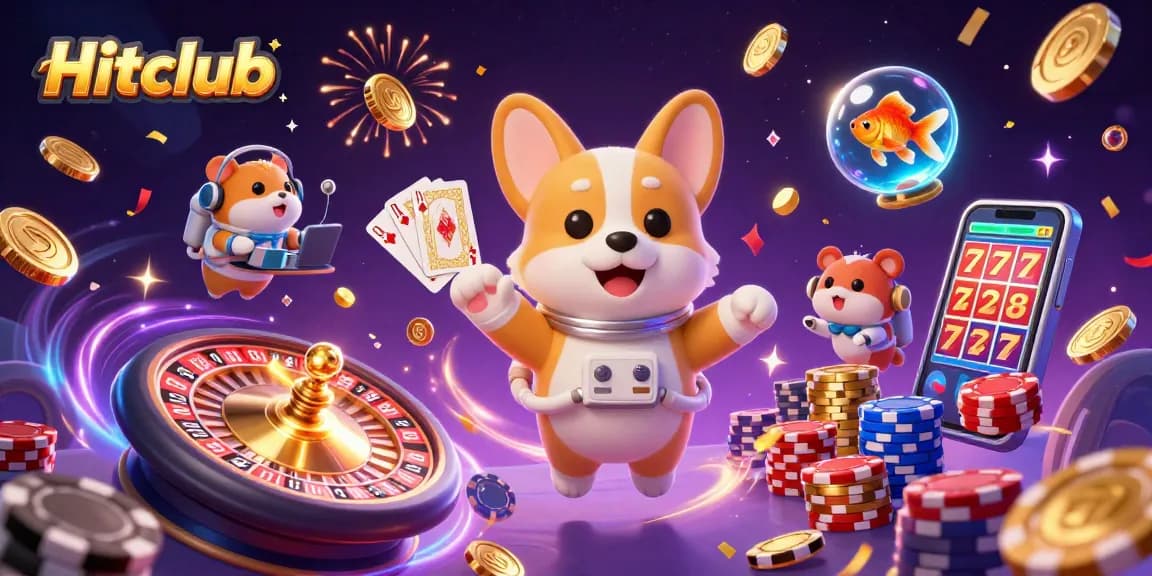 Hitclub enhances your gaming experience with a vibrant, dynamic 3D casino scene full of excitement.