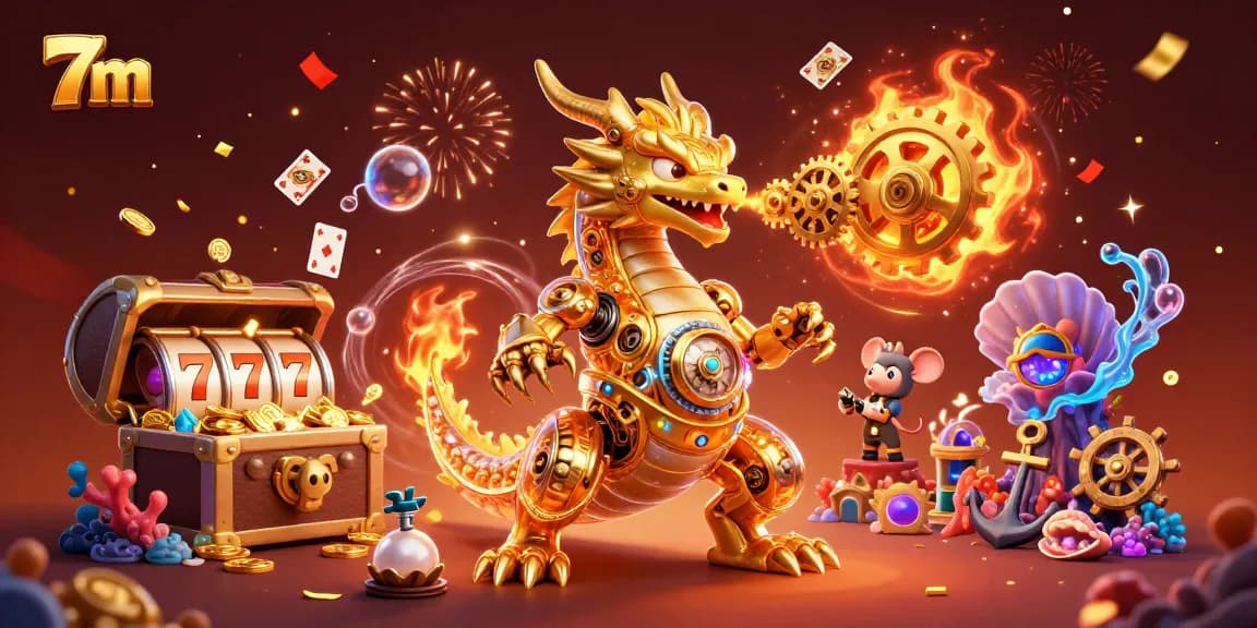Experience the excitement of 7m casino slots with a vibrant 3D dragon theme.