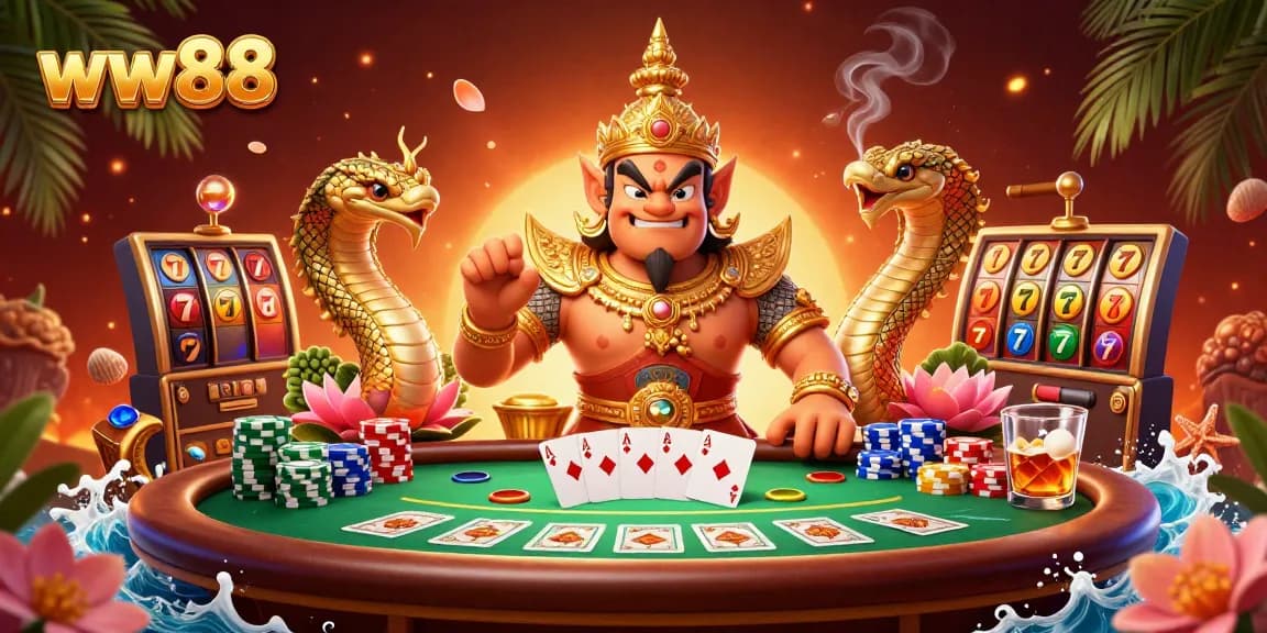 Experience excitement at ww88 with a vibrant casino scene featuring lively characters and engaging game elements.