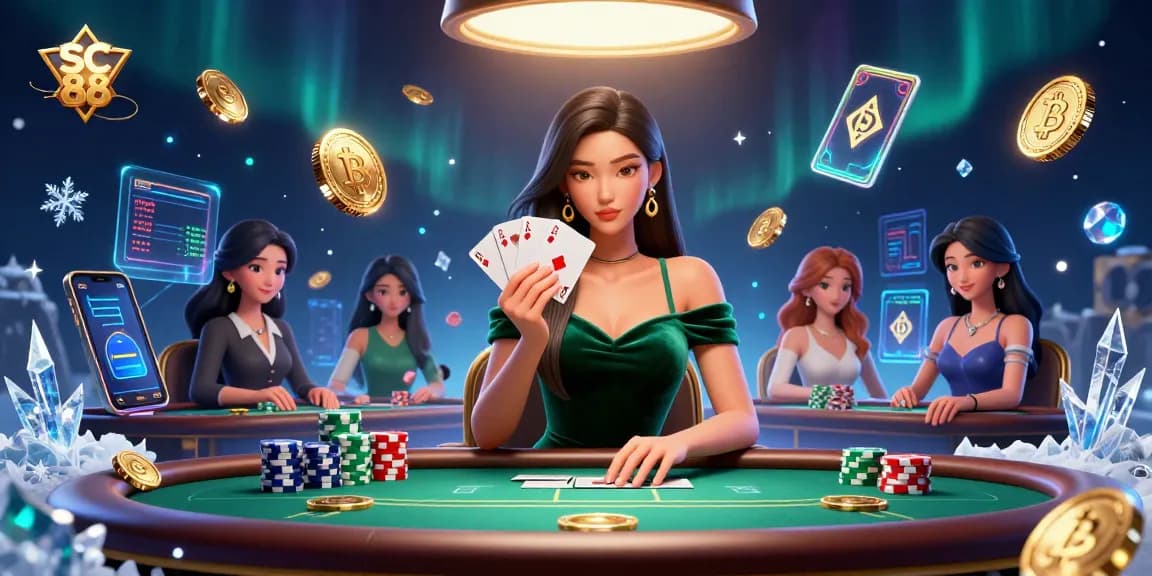 SC 88 player expertly strategizing a poker game with cards and casino chips.