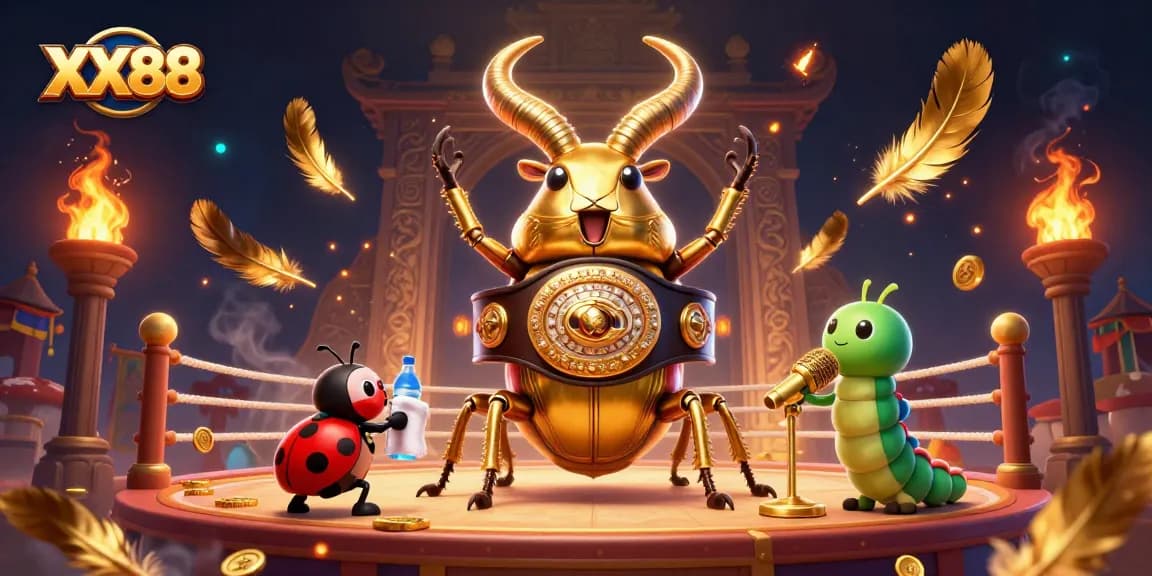 Experience exhilarating action with XX88 as a golden stag beetle and companions animate the online gambling arena.