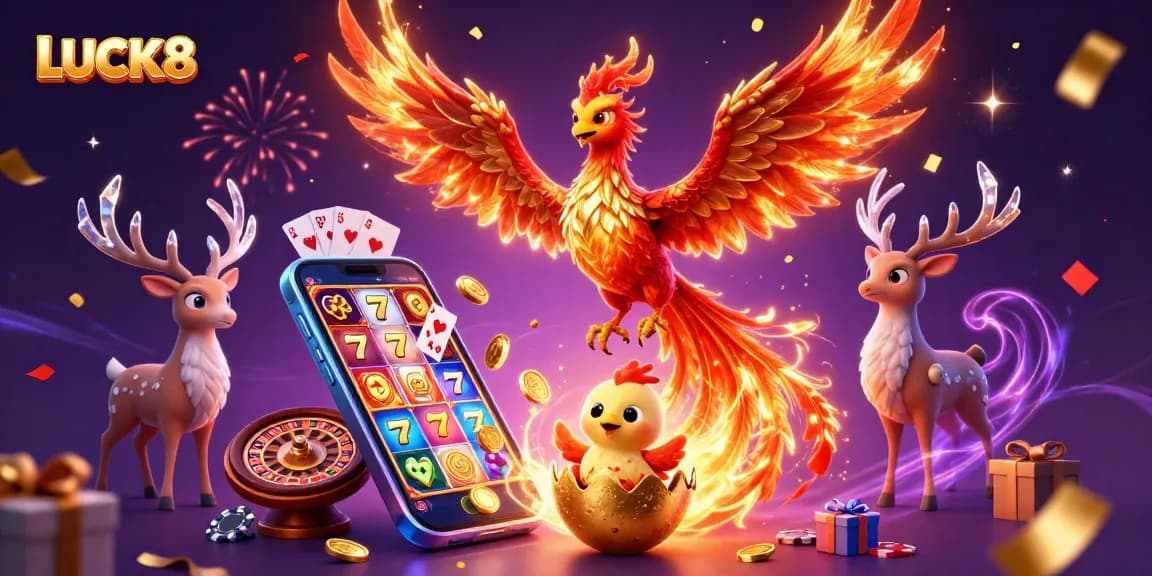 Experience the excitement of LUCK8 with dynamic gameplay and vibrant scenes depicting a casino atmosphere.