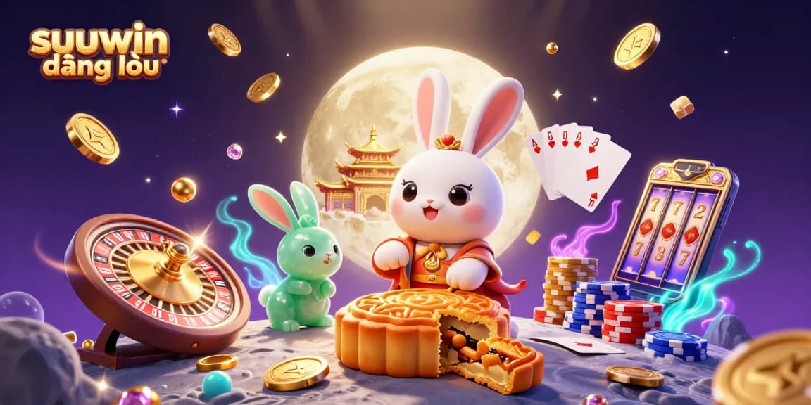 Experience suuwin đăng nhập through this vibrant 3D casino illustration with dynamic game elements.