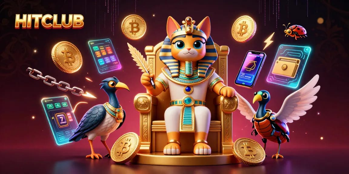 Immerse in gameplay at HITCLUB with vibrant visuals of an Egyptian-themed casino illustration.