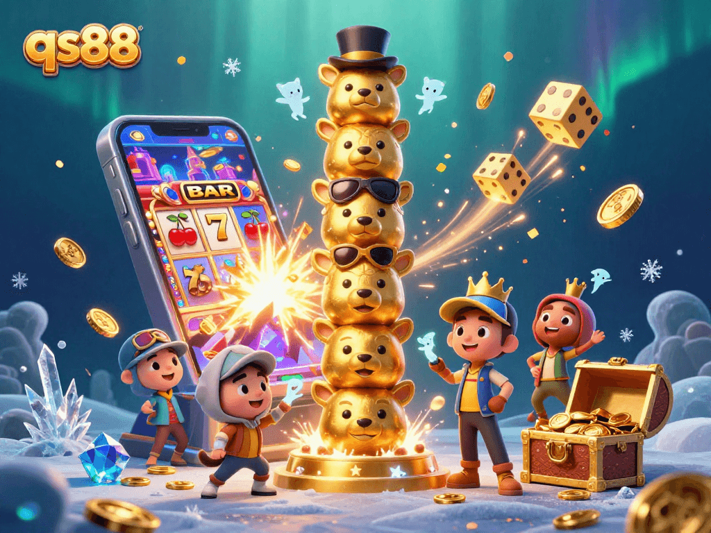 Experience qs88 casino thrills with dynamic game elements, prize explosions, and a lively totem.