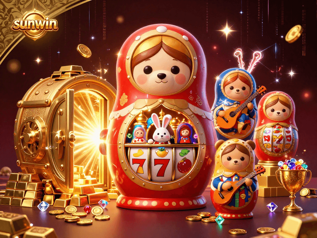 Experience thrilling slots action with sunwin in a vibrant and dynamic casino scene.