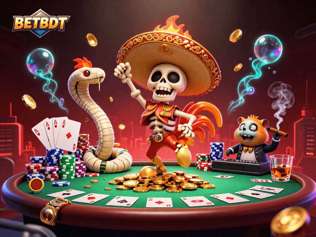 Experience the excitement of BETBDT with vibrant 3D illustration showcasing thrilling casino action.