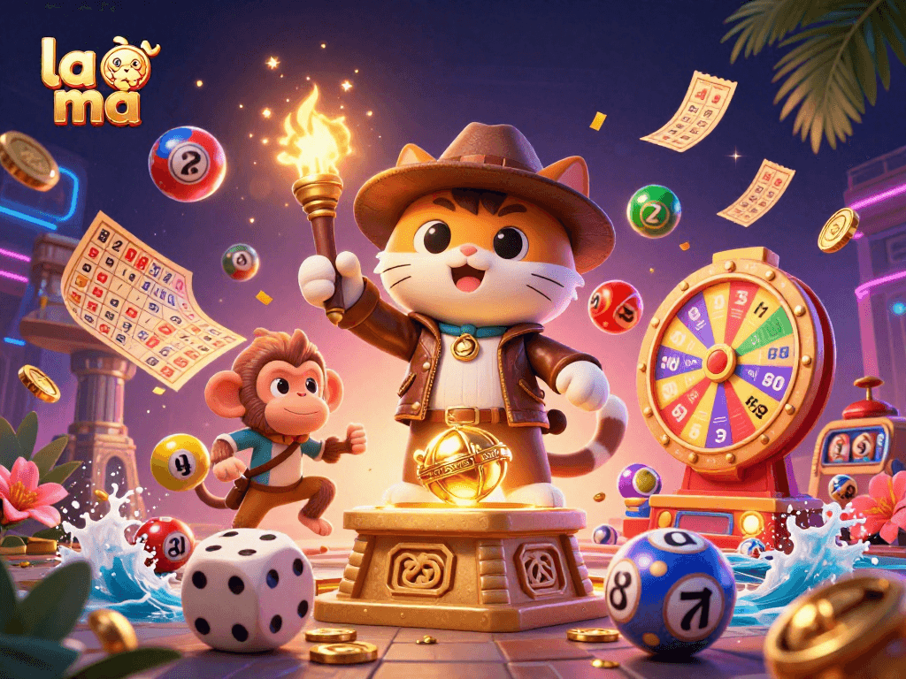 Experience the thrill of la mã with a playful cat archaeologist uncovering treasures in a lively casino temple.