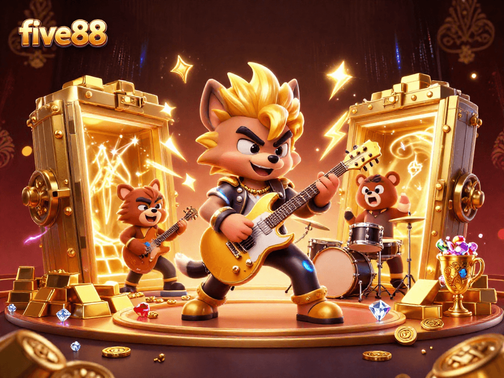 Experience the thrill of five88 casino with dynamic cartoon characters and dazzling treasures.