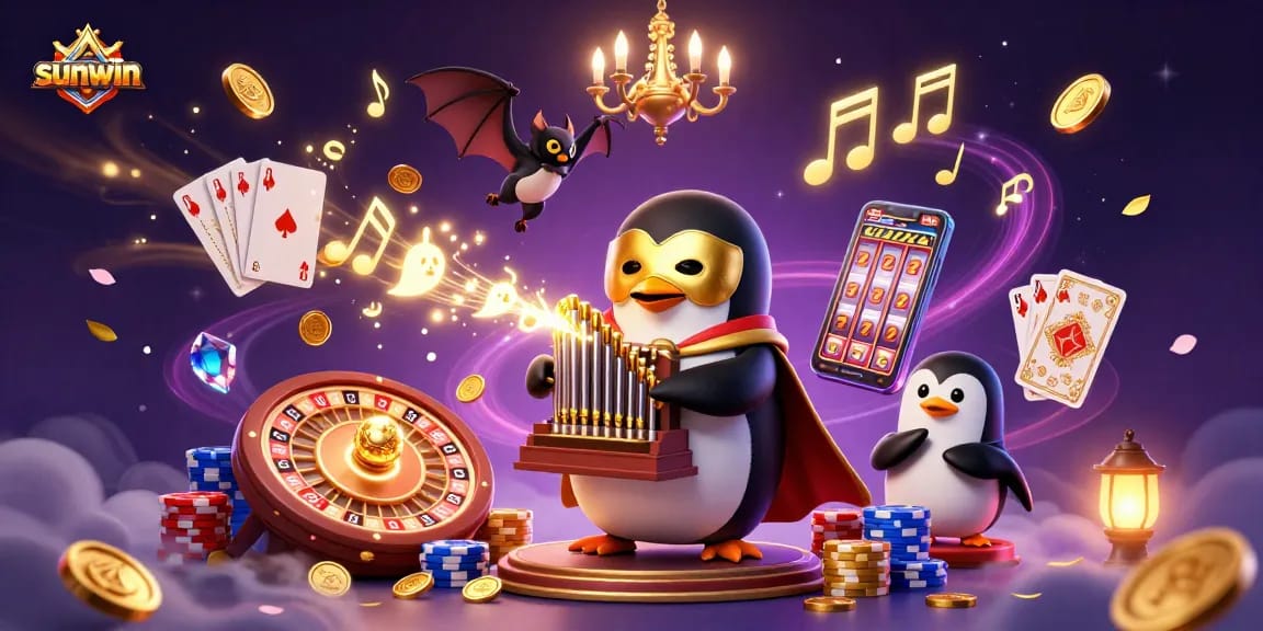 Experience the excitement with Sunwin's thrilling slots and games in vibrant 3D illustration.