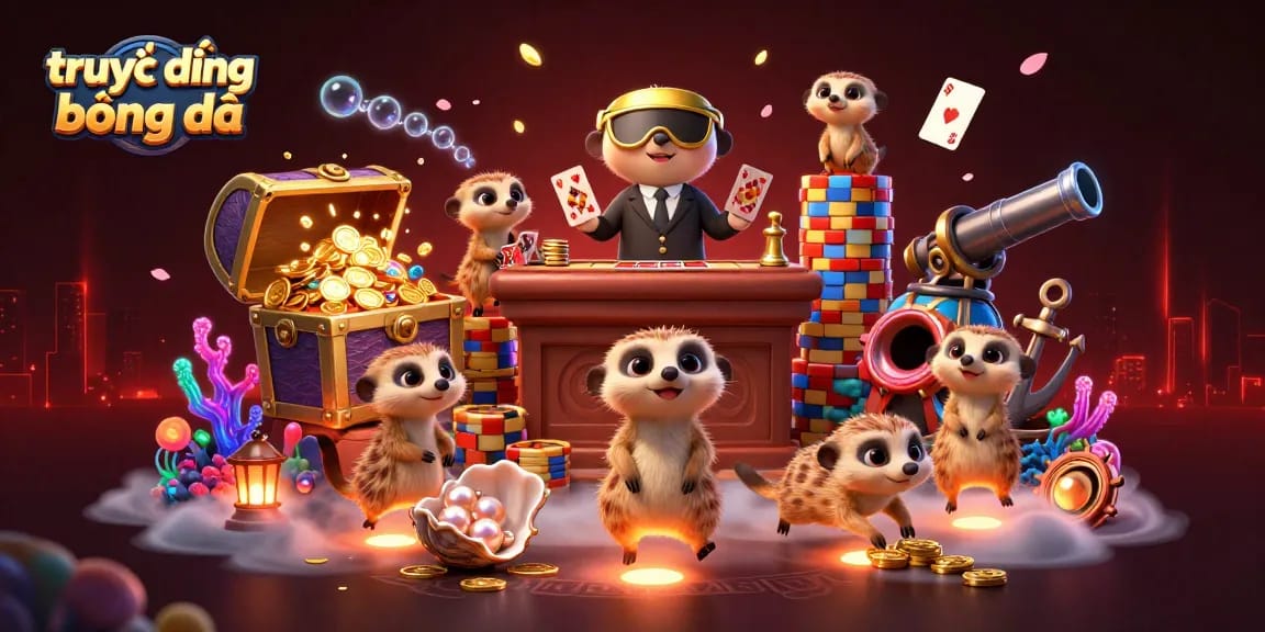 Experience thrilling trực tiếp bóng đá action with charming meerkats managing a vibrant casino scene.
