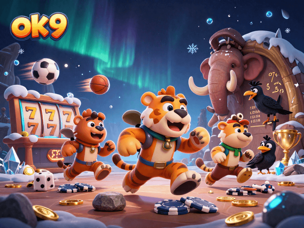 Bet on exciting games at ok 9 with a vibrant casino illustration depicting action-packed gambling moments.
