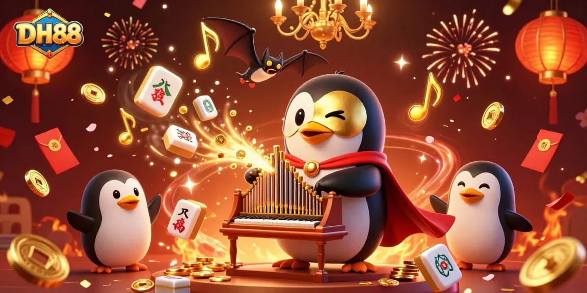 Engage with DH88's thrilling online platform featuring exciting games and dynamic visuals in this vibrant illustration.