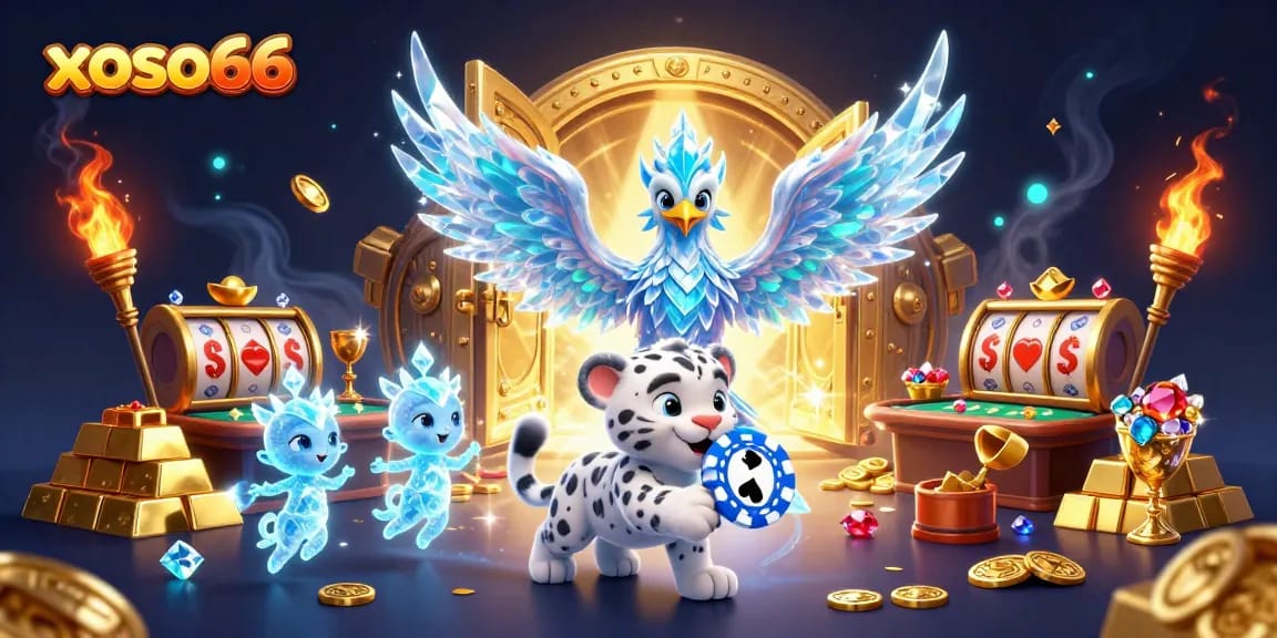 Experience thrilling gameplay with xoso66 featuring an ice phoenix and engaging gambling elements.
