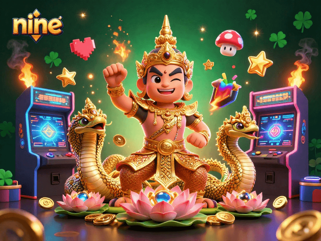 Engage in the thrilling nine game experience with colorful characters and vibrant casino elements.