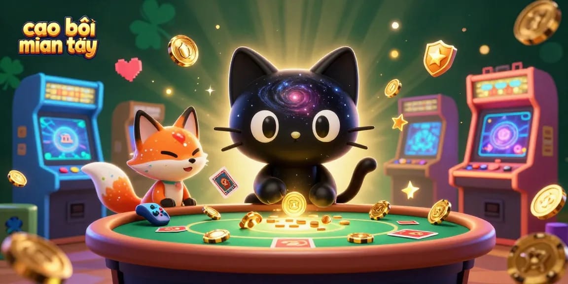 Cao bồi miền tây unleashes cosmic luck at a vibrant casino table, drawing in chips and cards.