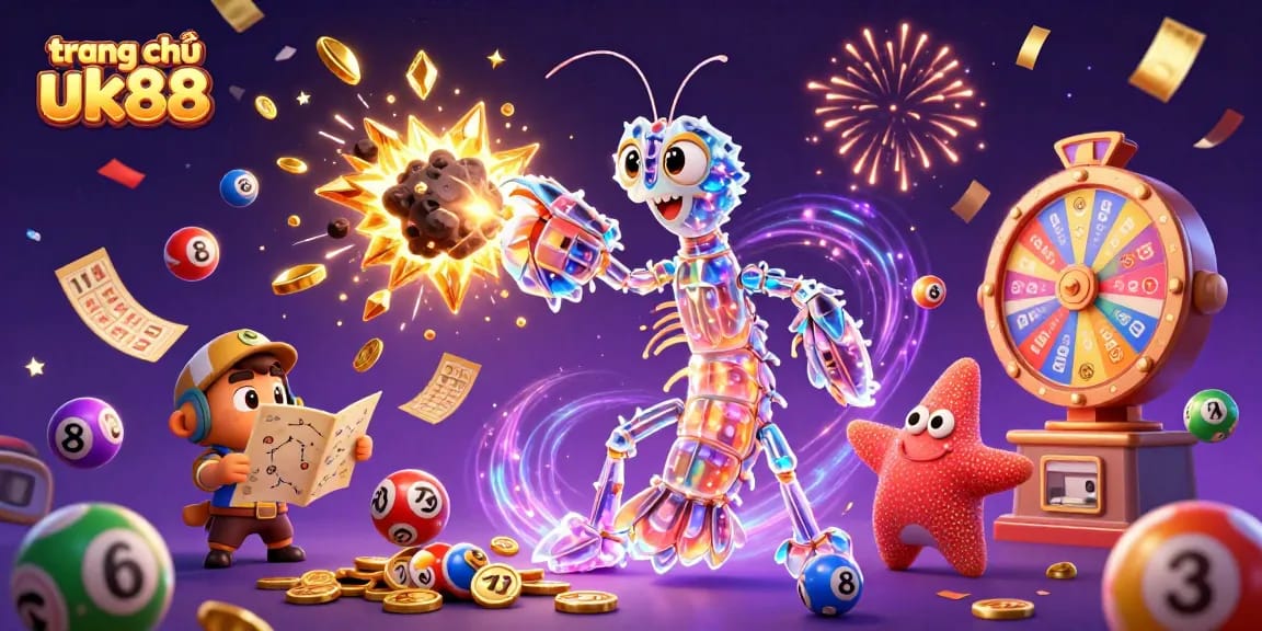 Experience the excitement of trang chủ uk88 with vibrant lottery balls and dynamic casino elements.
