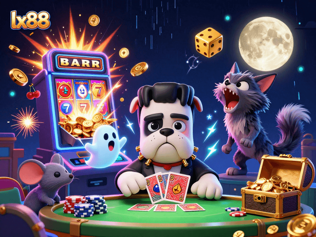 Engage with lx88's exciting casino atmosphere featuring vibrant characters and dynamic gaming elements.
