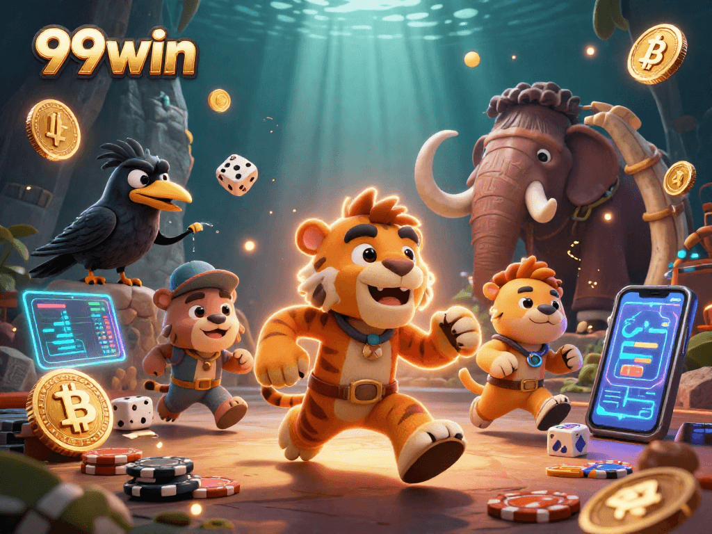 Experience the thrilling world of 99win through a colorful casino adventure with unique characters.